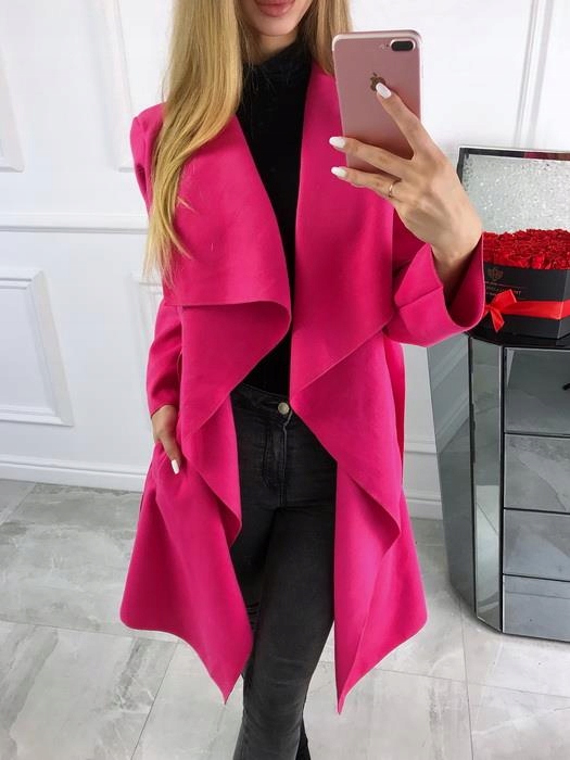 PL DŁUGI PŁASZCZ FLAUSZOWY DUŻO KOLOR FLAUSZ S M L Rozmiar uniwersalny