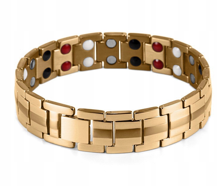 ZŁOTA ZDROWOTNA BRANSOLETA BRANSOLETKA MĘSKA MAGNETYCZNA MOCNA ORYGINAŁ Marka Boston Jewellery
