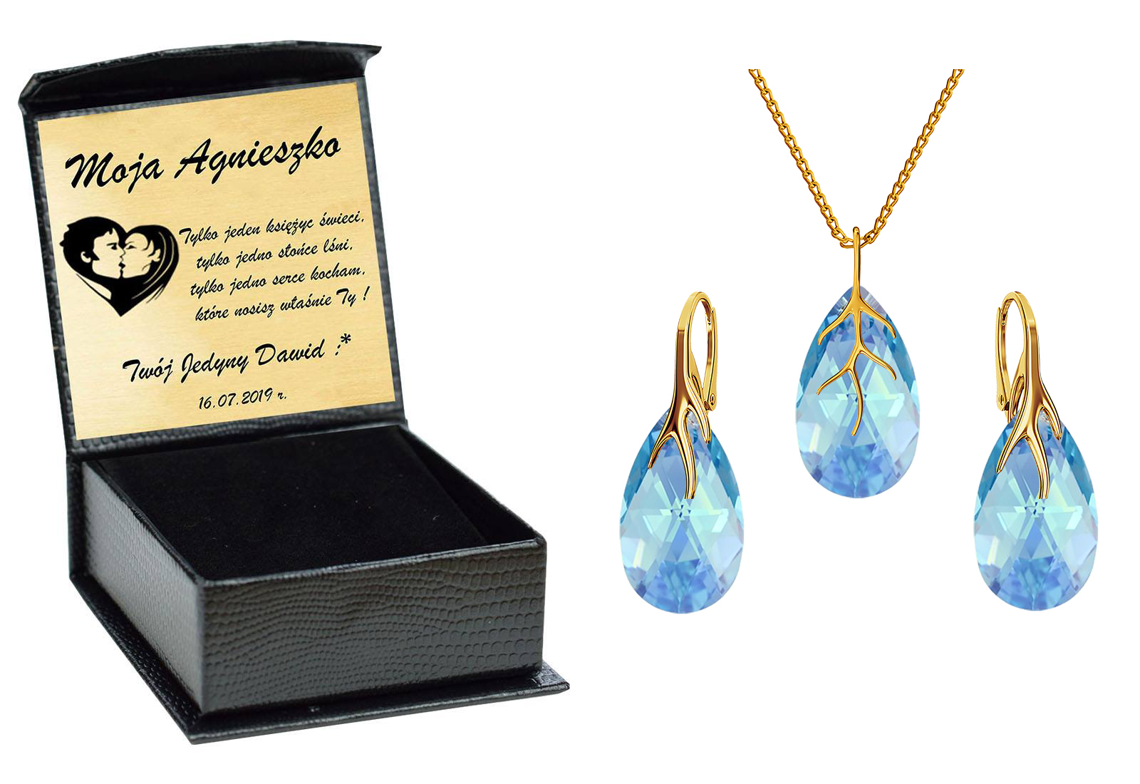 

Złoty Drapieżny Komplet Swarovski Srebro Grawer