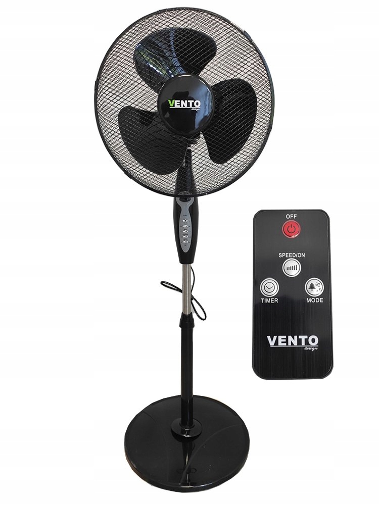 WENTYLATOR VENTO PODŁOGOWY 40 CM 40W pilot CZARNY