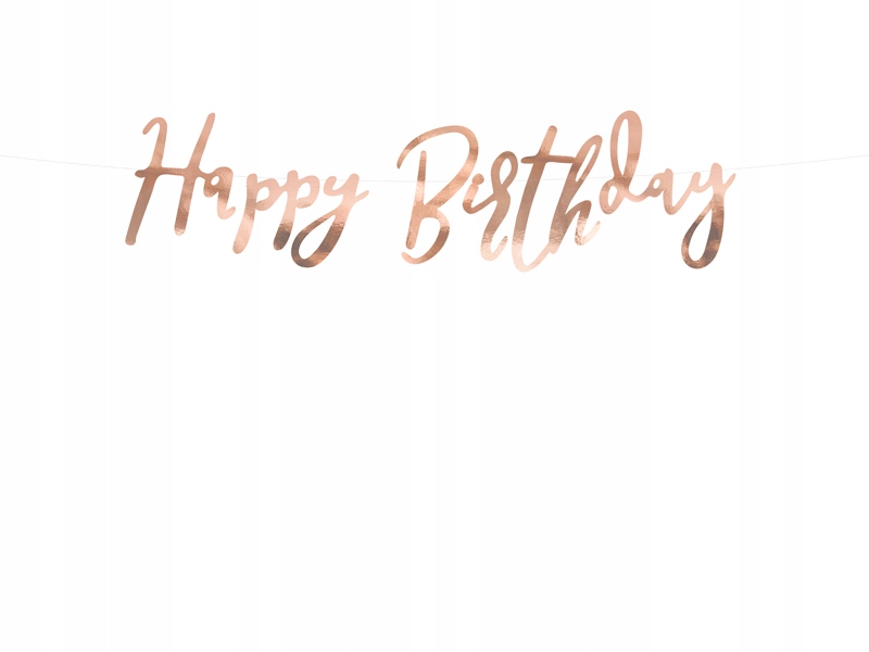 

Baner Happy Birthday, różowe złoto, 16,5x62cm