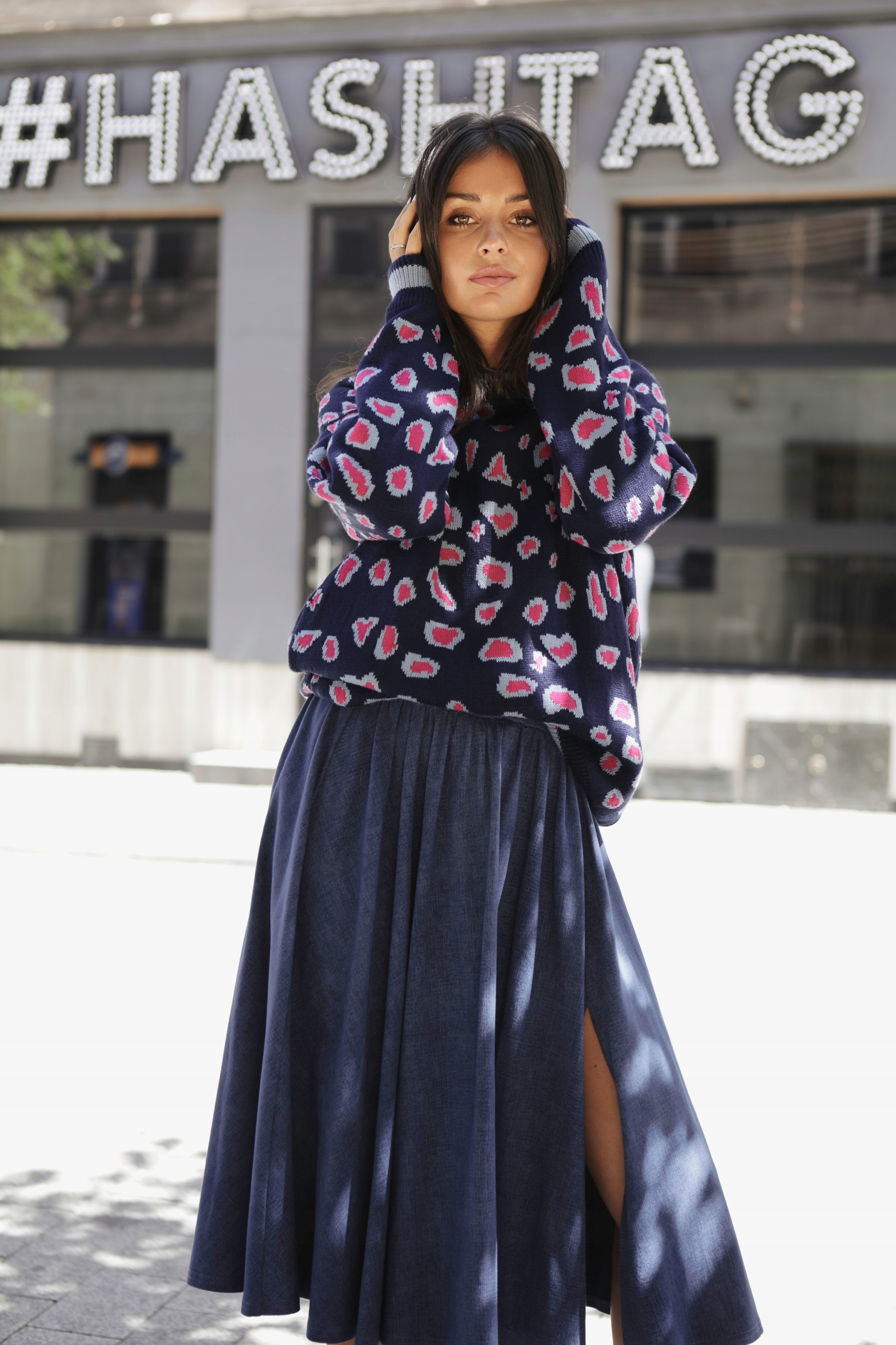 SPÓDNICA ROZKLOSZOWANA MIDI Z ROZCIĘCIEM 36/38 Marka inna