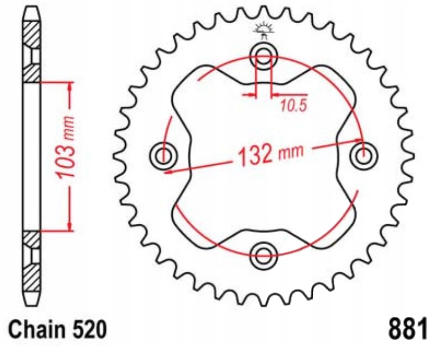 Zadní ozubení 520 Jta 38Z Ktm Sx Quad 450 09-11