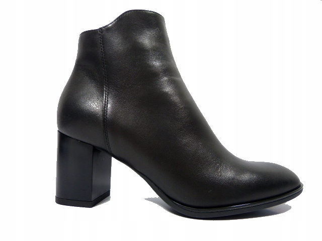 Černé kotníkové boty Sala 37 kůže, pohodlné zateplené podpatky