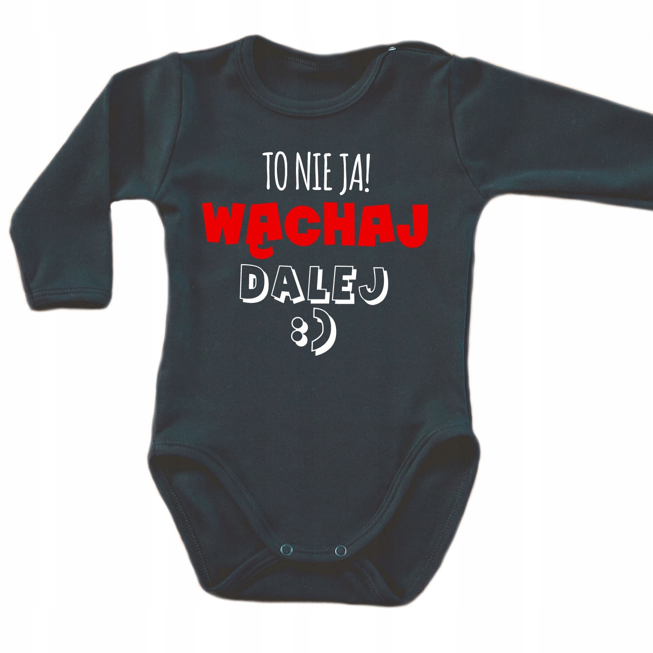 

Śmieszne body niemowlęce Wąchaj Dalej Czarny długi