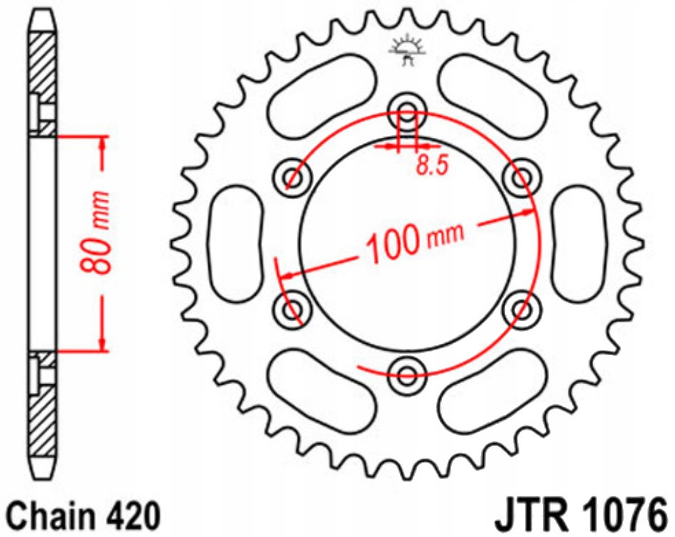 Zadní ozubené kolo Jt R1076 48 52Z Rieju Rr 50 Spike