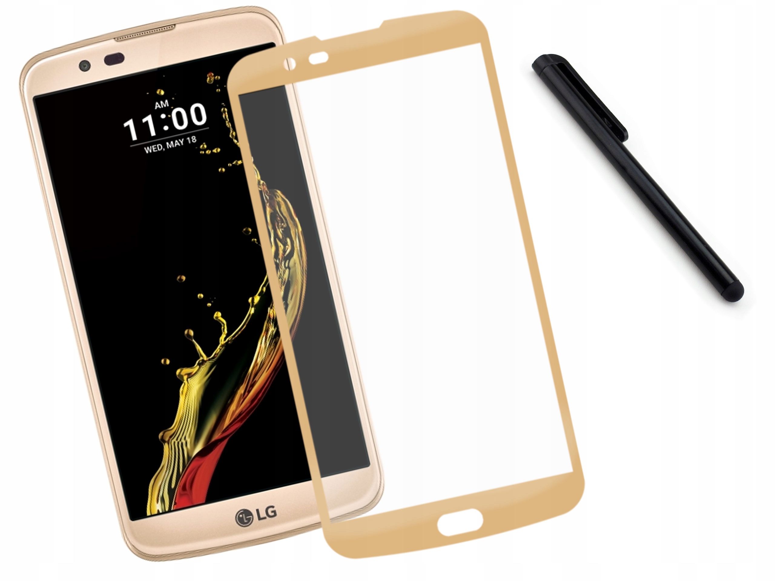 

Zaokrąglone szkło hartowane 3D Lg K10 2016 Złote