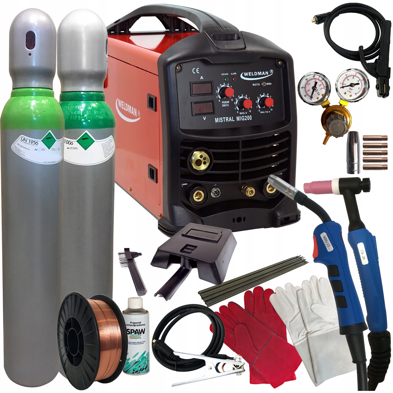 

Spawarka Migomat 3w1 Mig Mma Tig 200 A Flux zestaw