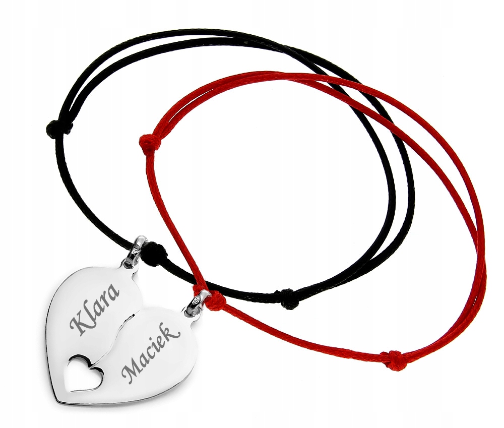 

Srebrne Serce Łamane 925 Bransoletka + Grawer