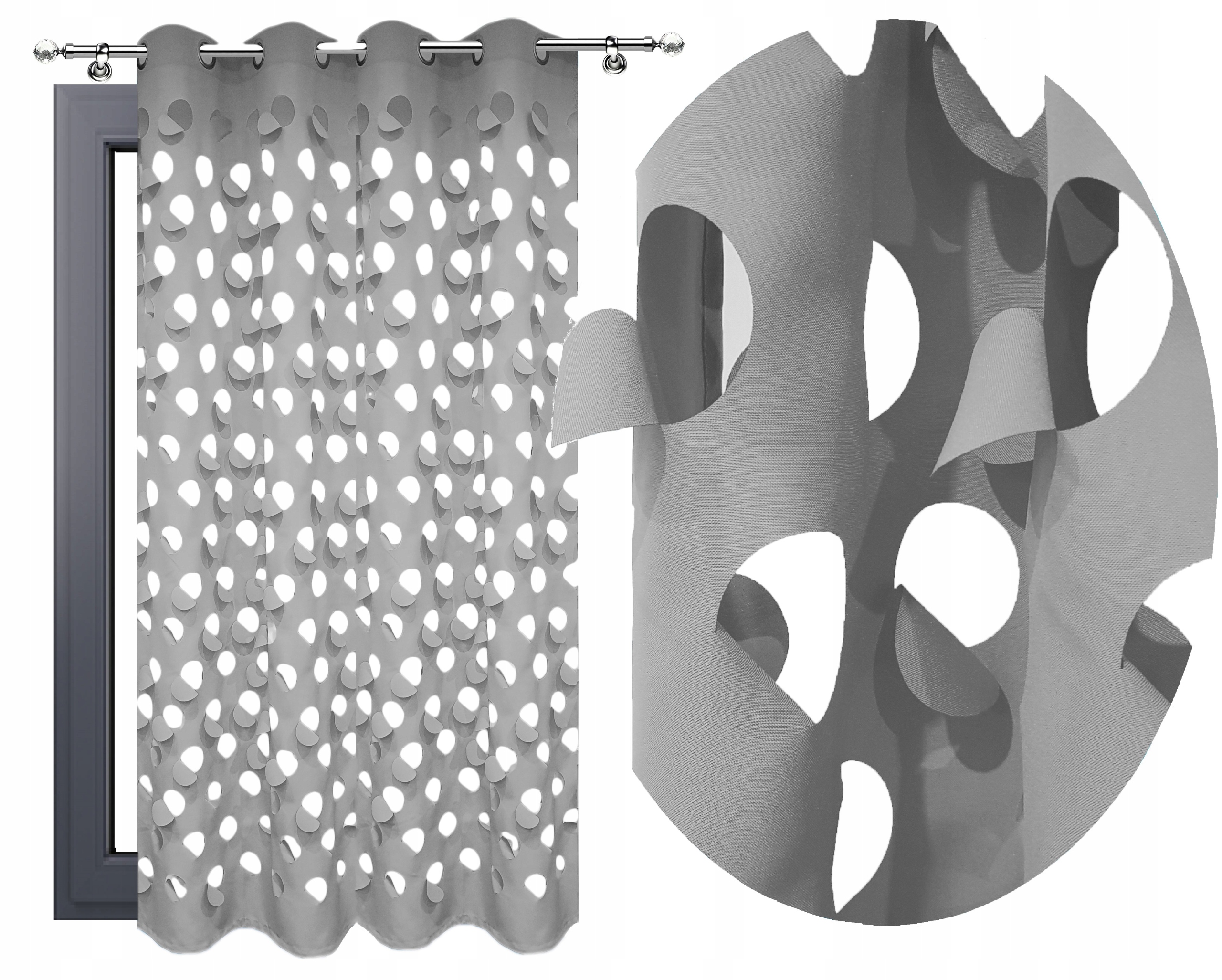 

Zasłony 3D Wycinane Laserowo 140x250 Ażurowe Kółka