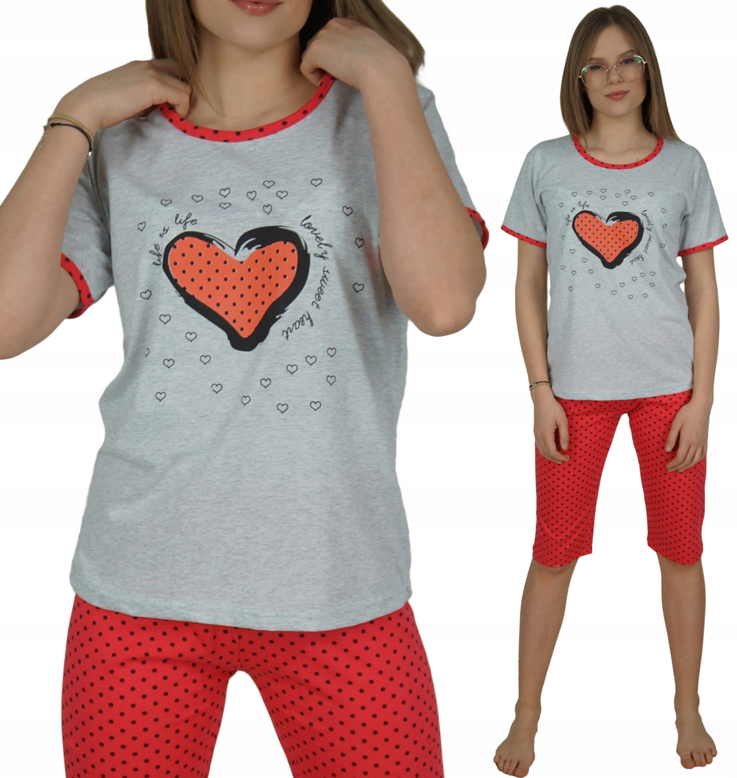 

Piżama Damska M 38 rybaczki Love t-shirt Bawełna k