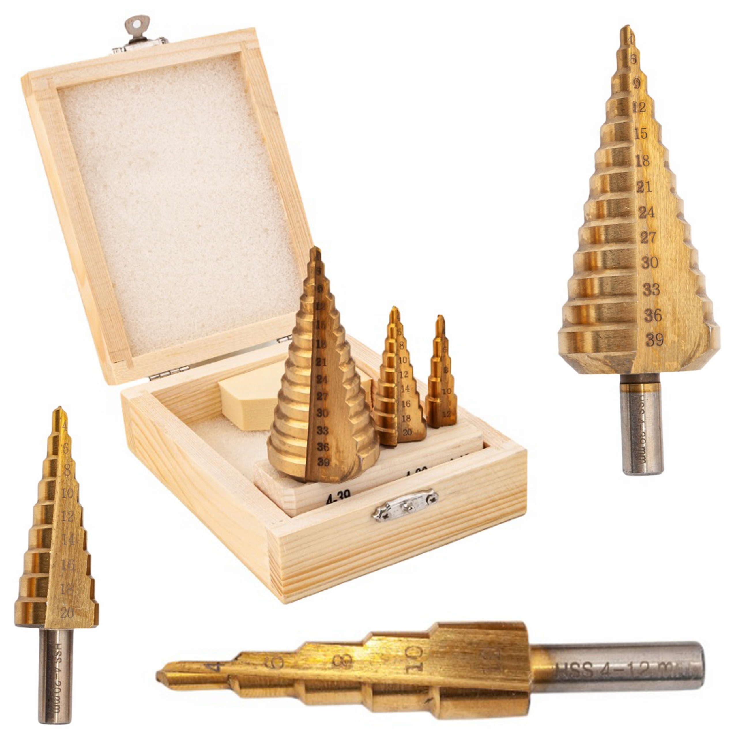 WIERTŁO WIERTŁA STOPNIOWE STOŻKOWE 3el TYTAN 4-39