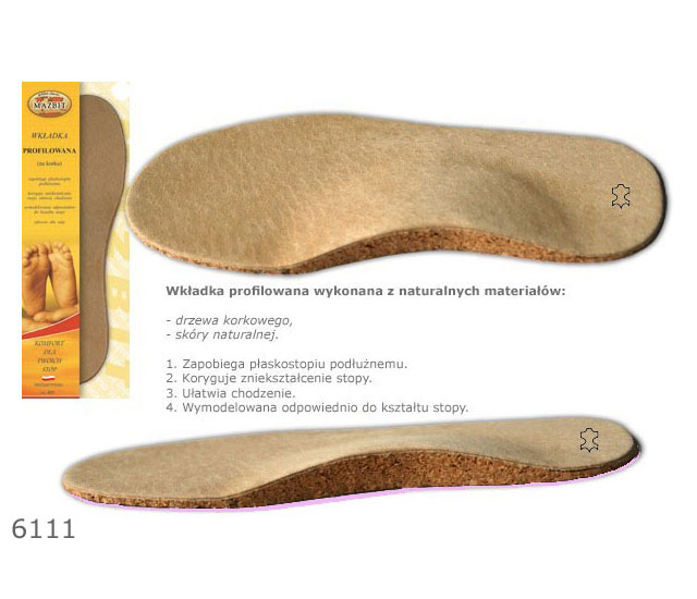 WKŁADKI DO BUTÓW PROFILOWANE PŁASKOSTOPIE 6111 R35 Marka Mazbit