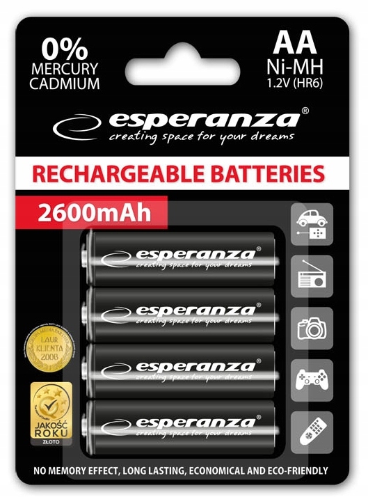 

4 Mocne Akumulatory Aa HR6 R6 2600mAh 1,2V Ni-MH