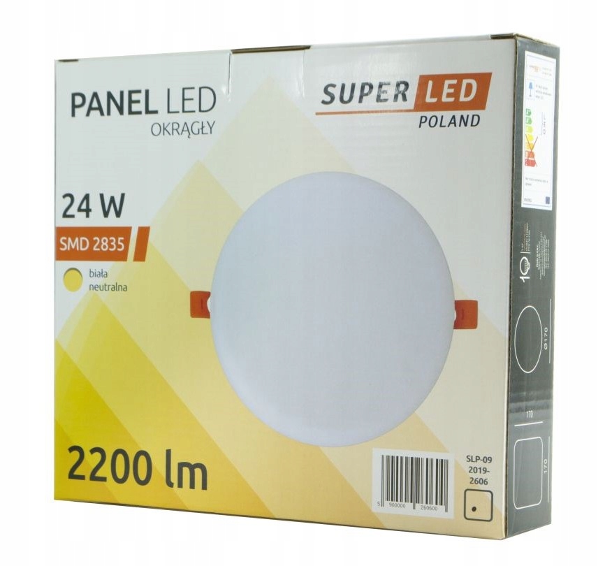Panel LED 24W 2200lm Oprawa Plafon okrągły BN Rodzaj panel LED