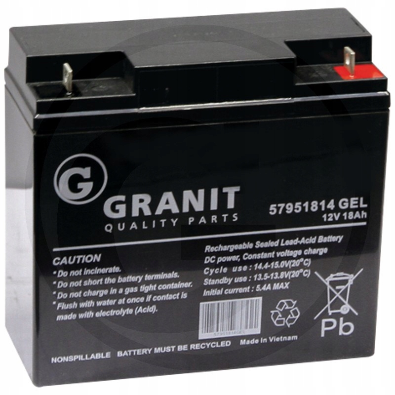 Akumulator zelowy do quada 12V 18Ah 182x75x167mm