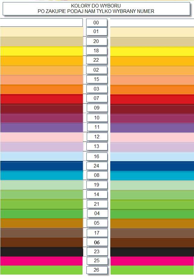 SERWETKI JEDNOKOLOROWE - KOLORY DO WYBORU Kod producenta 1258/