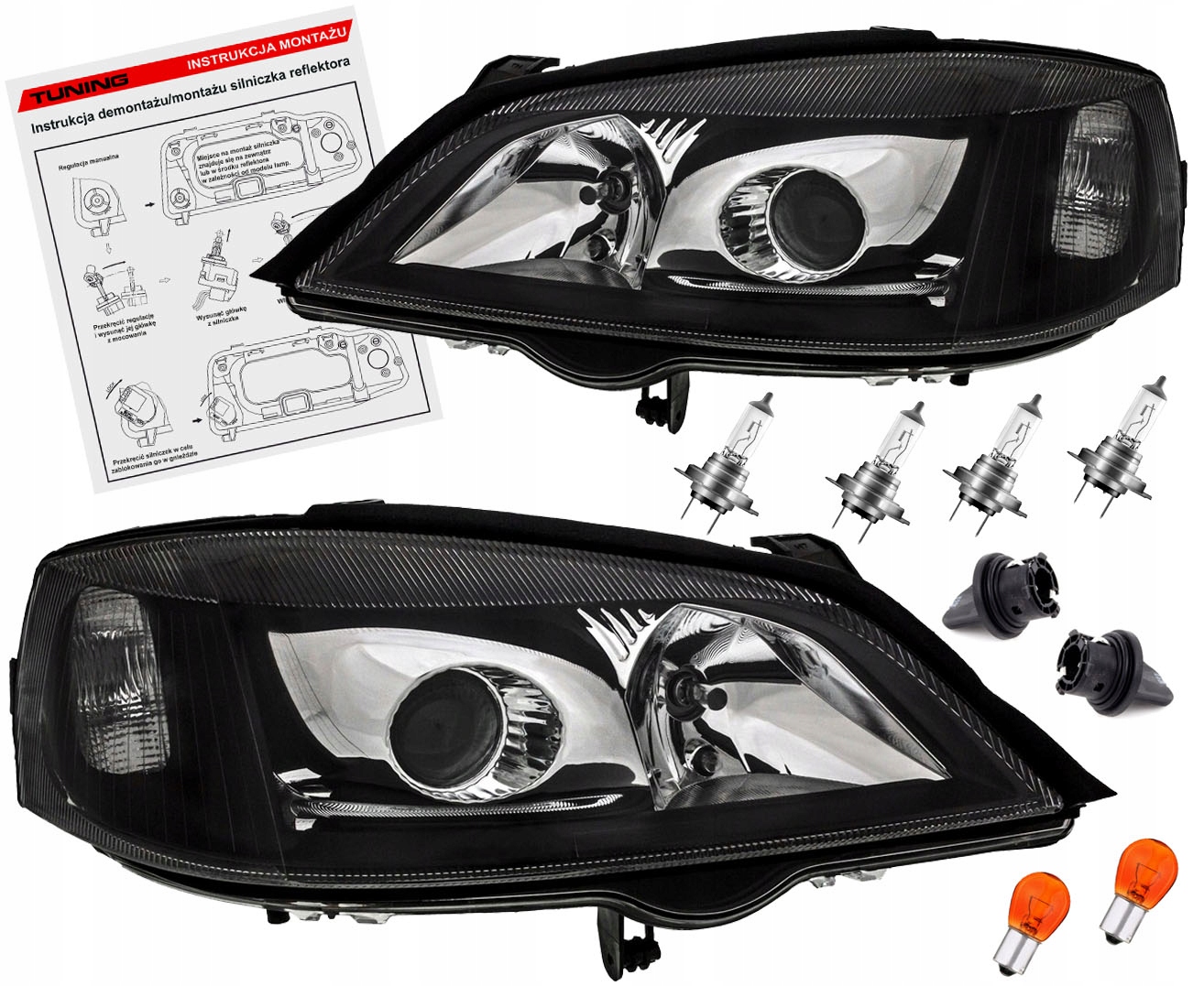 OPEL ASTRA II G 97-09 LAMPY reflektory BLACK XENON