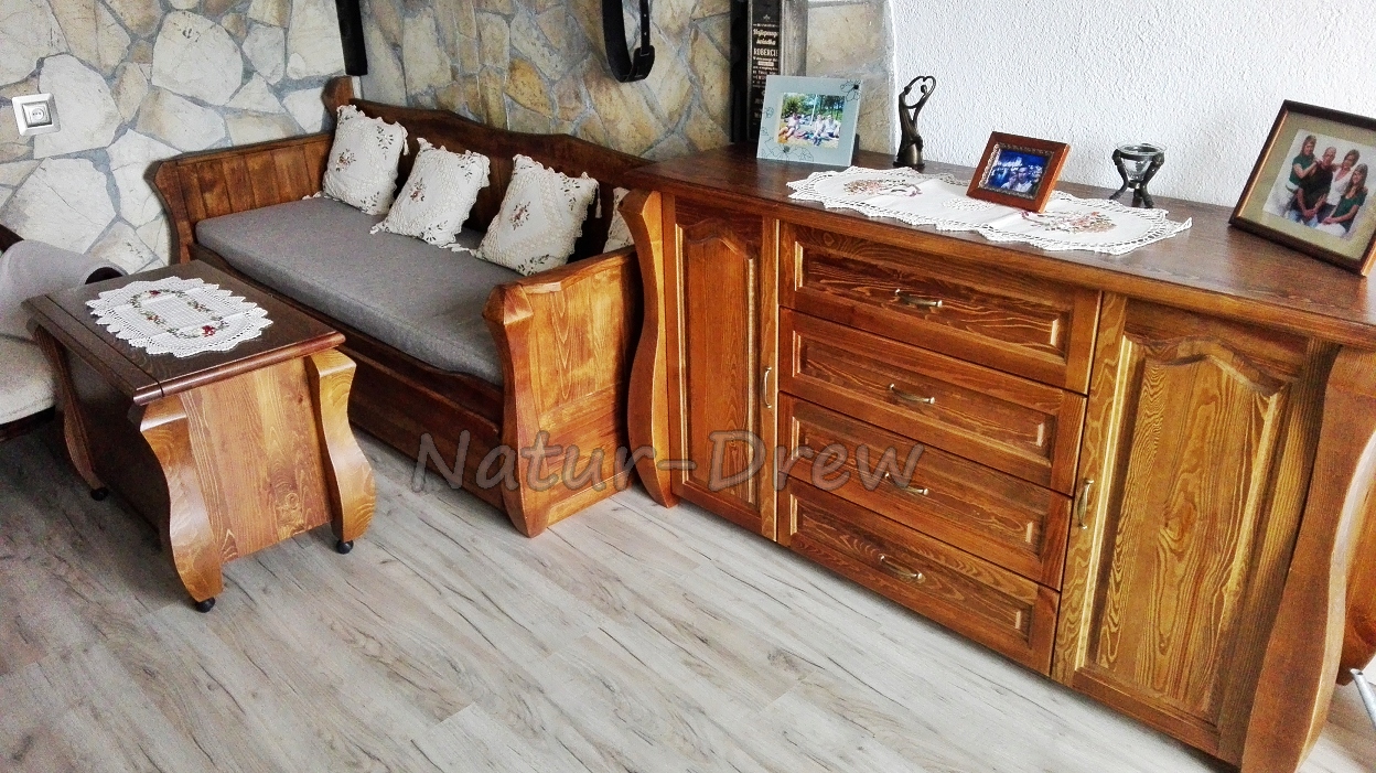 Komoda sosnowa LOVE 1+2 Drewniana- NOWOŚĆ Kolory Wysokość mebla 95 cm