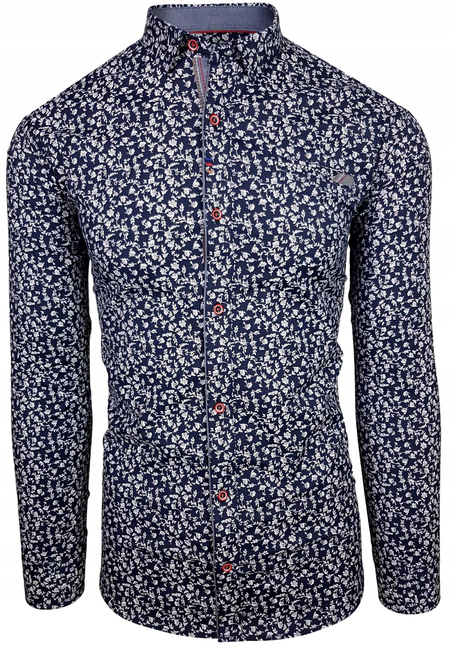 

Koszula Męska W Kwiaty _ Slim Fit _ EN136 r. L