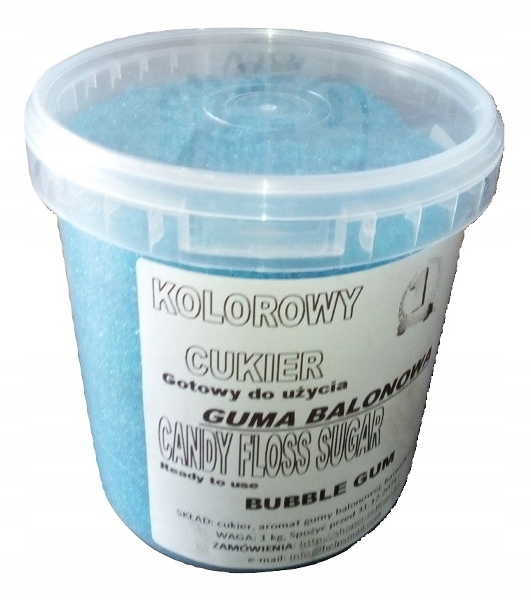 

Cukier Kolorowy smakowy Wata smak Guma 1 kg Wiadro