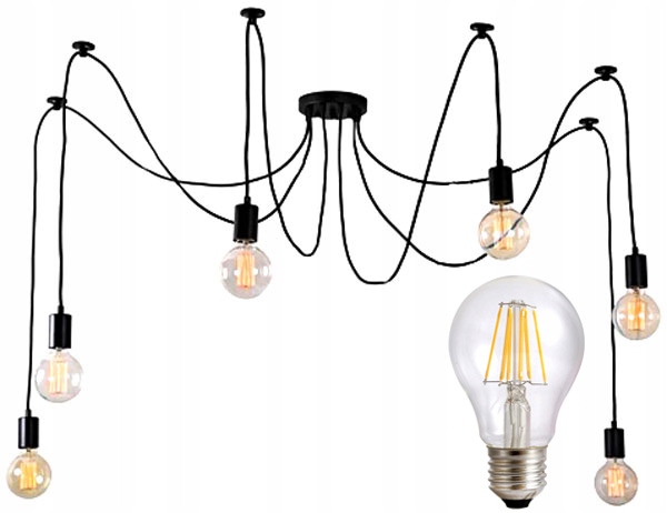 

Lampa sufitowa 6 ramion dekoracyjna +6 żarówek 8W