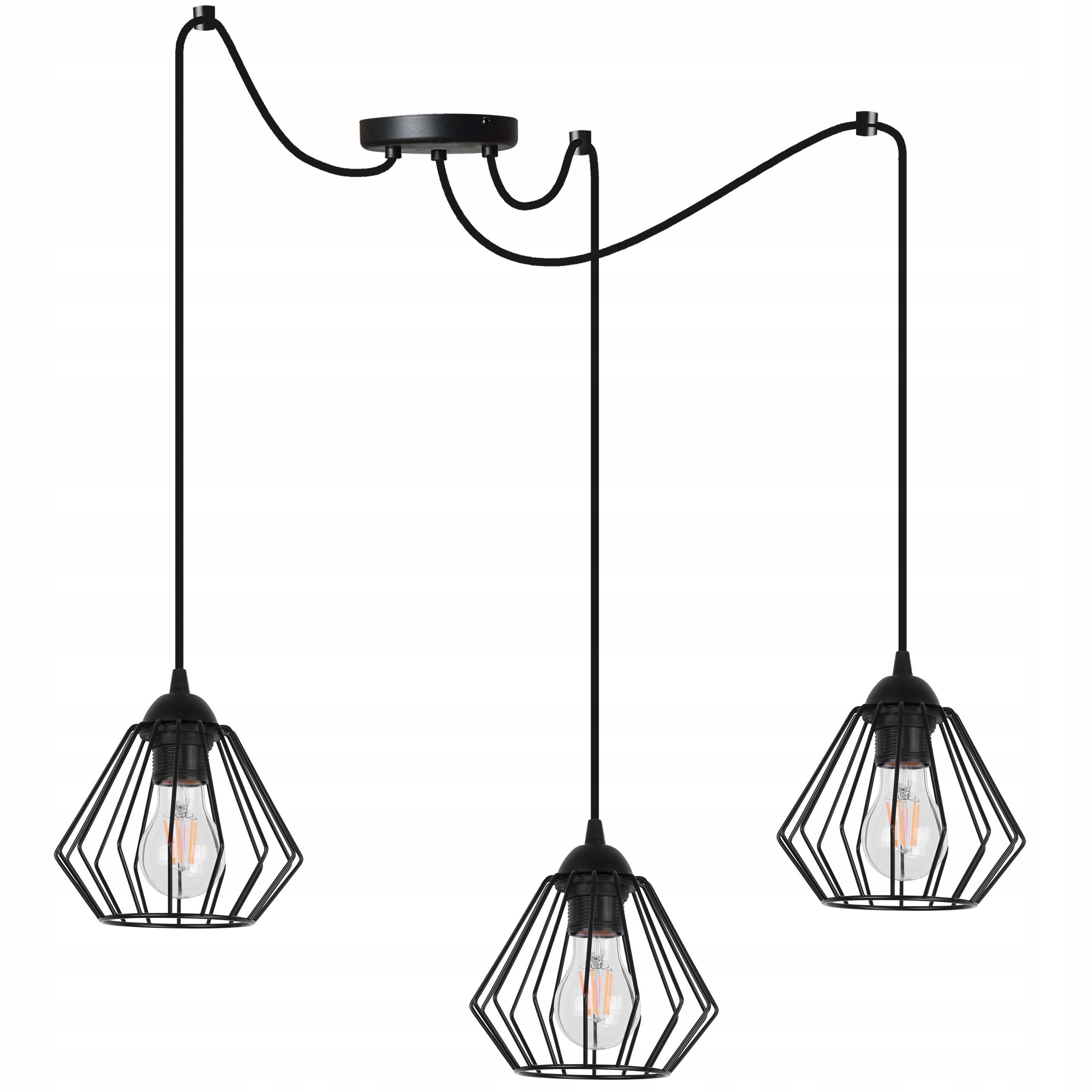 Závesná Stropná Lampa Čierny Luster Trojitý Pavúk Loft Nad Stôl Ostrov