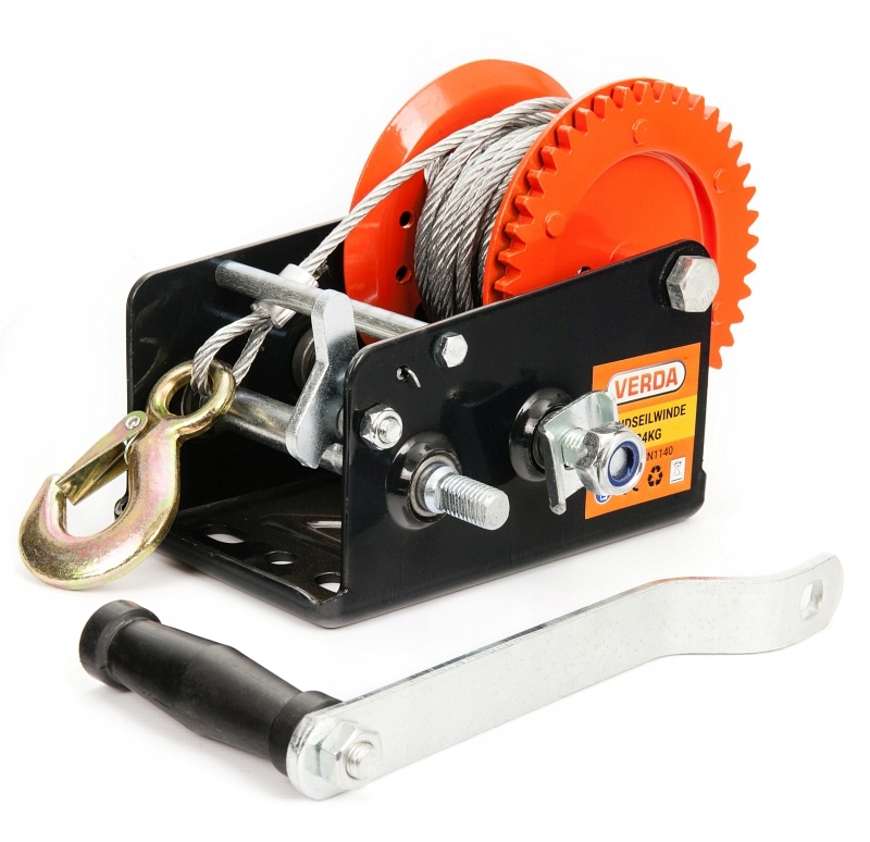 WYCIĄGARKA LINOWA NA KORBĘ WCIĄGARKA RĘCZNA KORBOWA 1134 kg WYTRZYMAŁA LINA Marka Verda