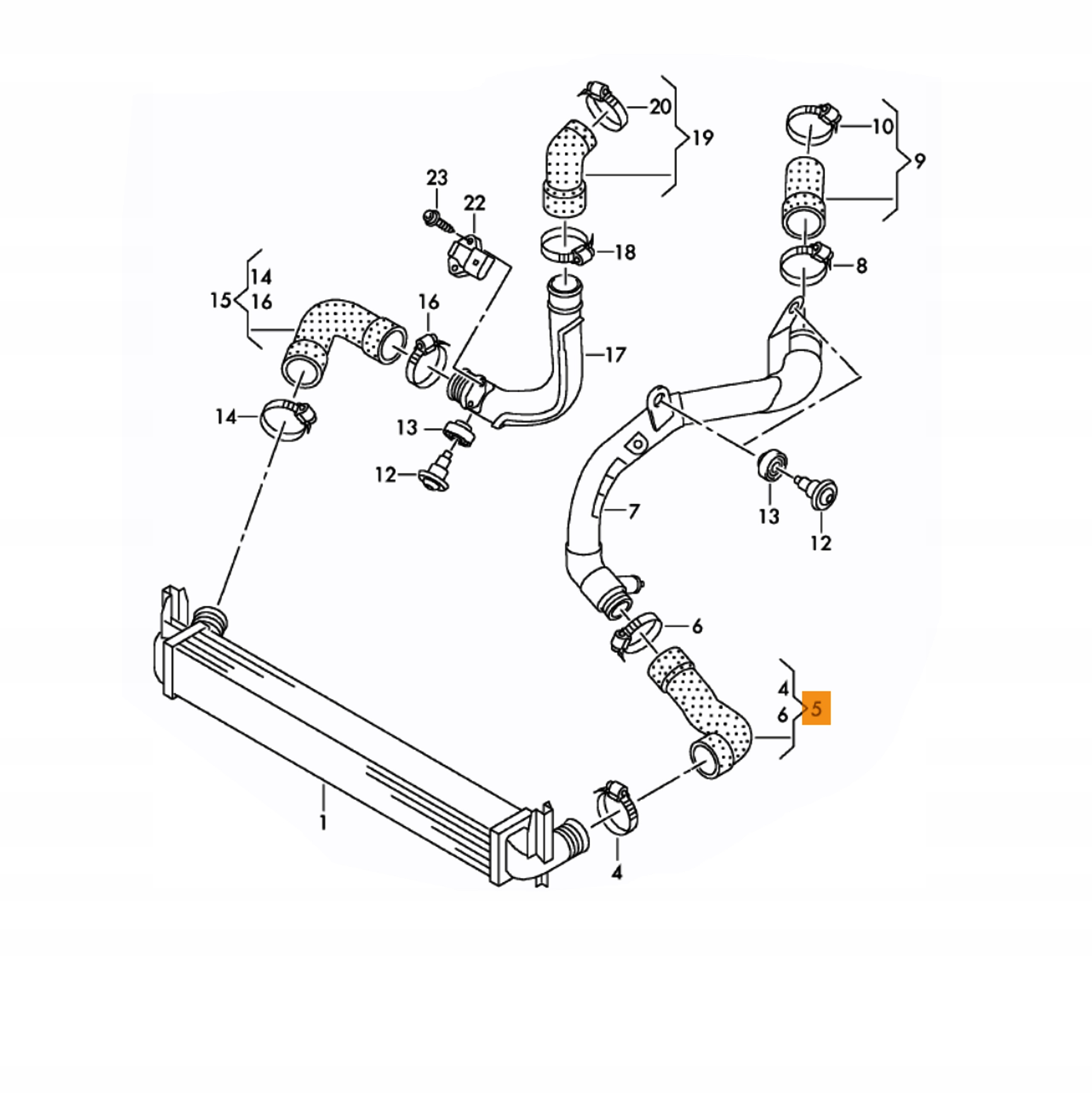 PRZEWOD RURA POWIETRZA INTERCOOLER POLO TOLEDO TDi Part number GT52 198
