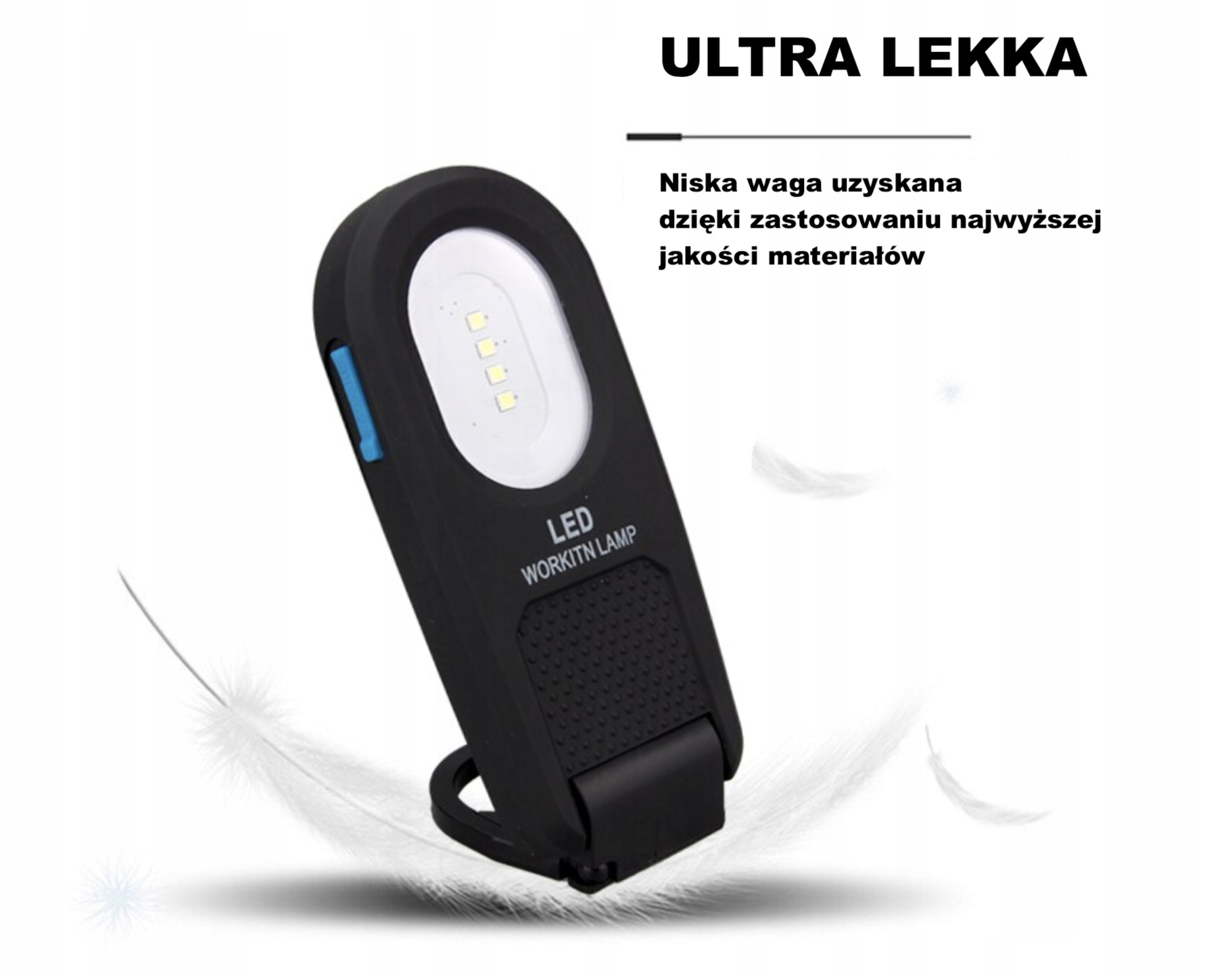 LATARKA LAMPA WARSZTATOWA SMD LED MAGNES HAK USB Zasilanie akumulatorowe