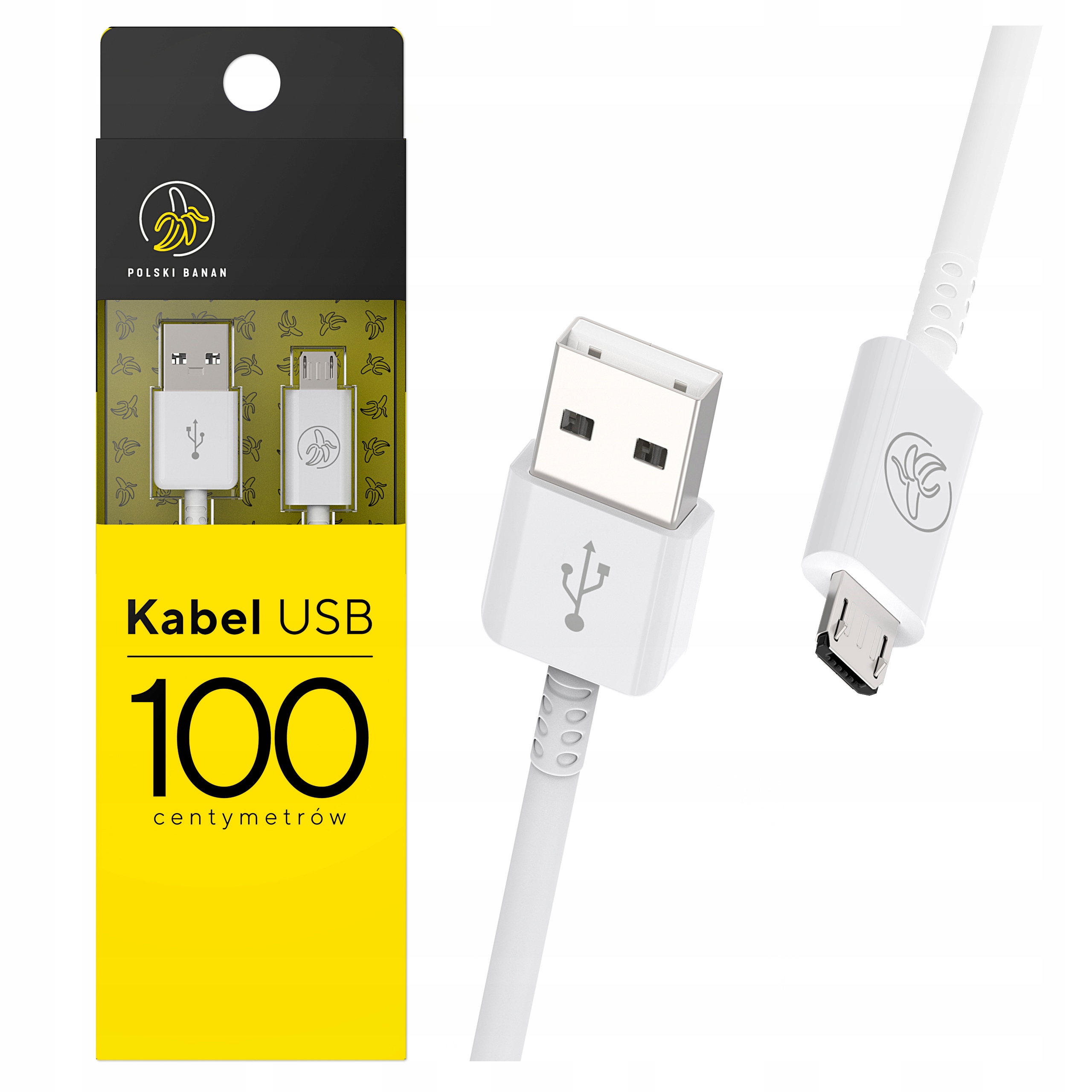 

Kabel micro Usb Polski Banan 100cm Qc 3.0 Biały