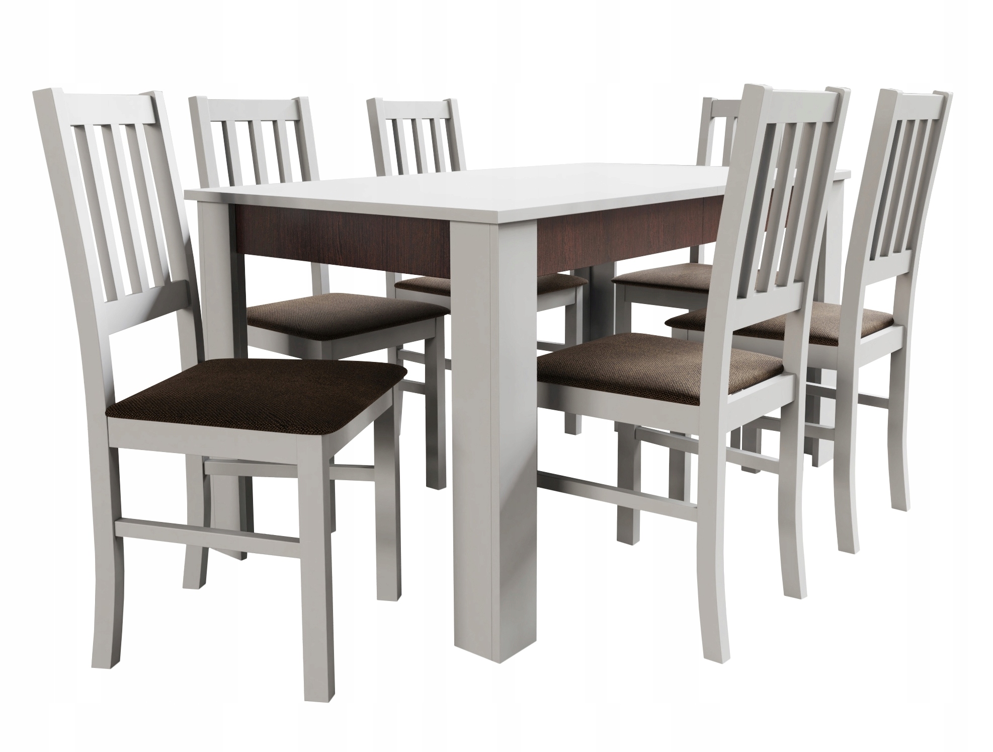 STÓŁ 80/120 DO 165, 6 DREWNIANYCH KRZESEŁ