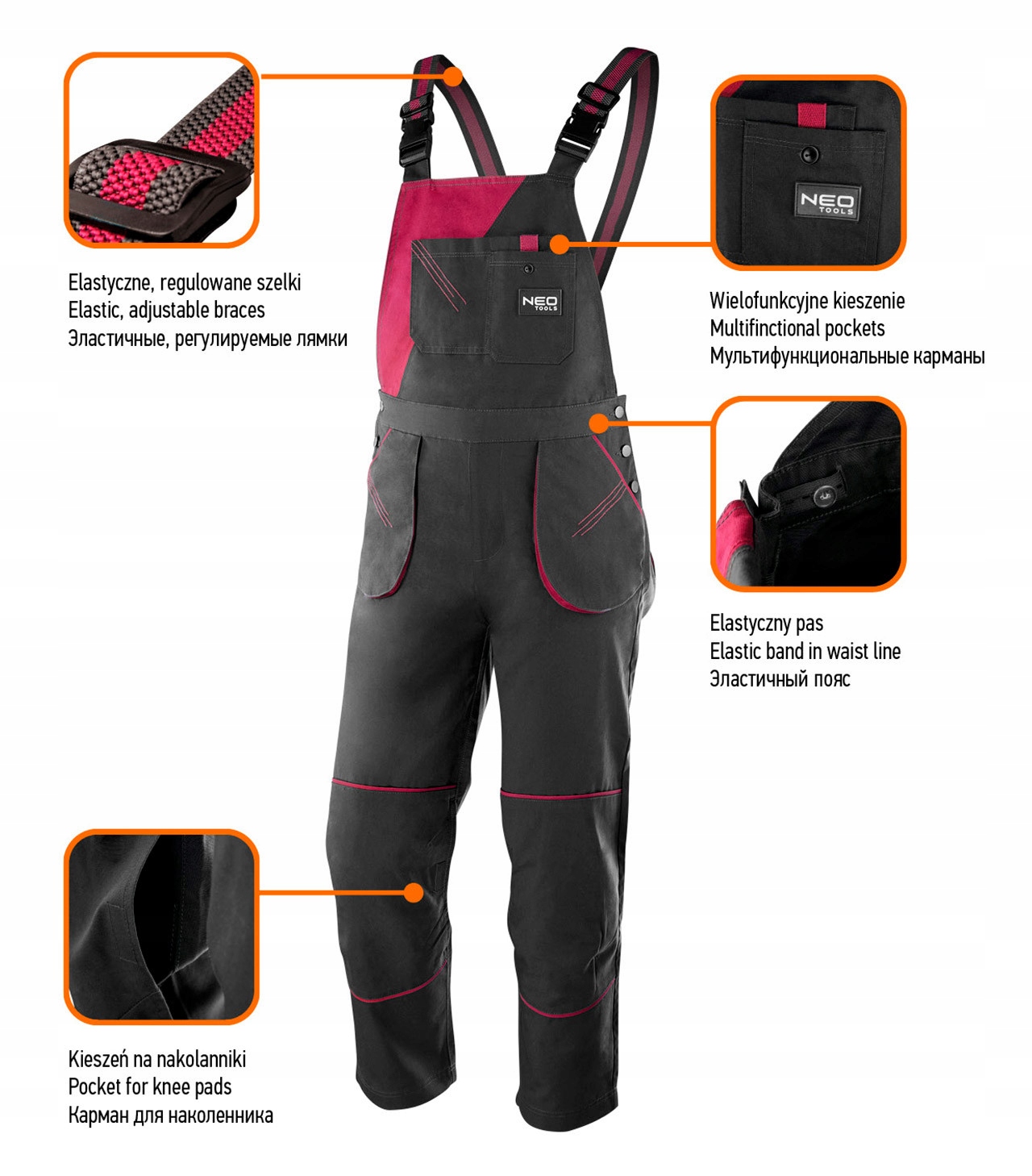 NEO SPODNIE ROBOCZE OGR. DAMSKIE ROZ.S 80-240-S Marka Neo Tools