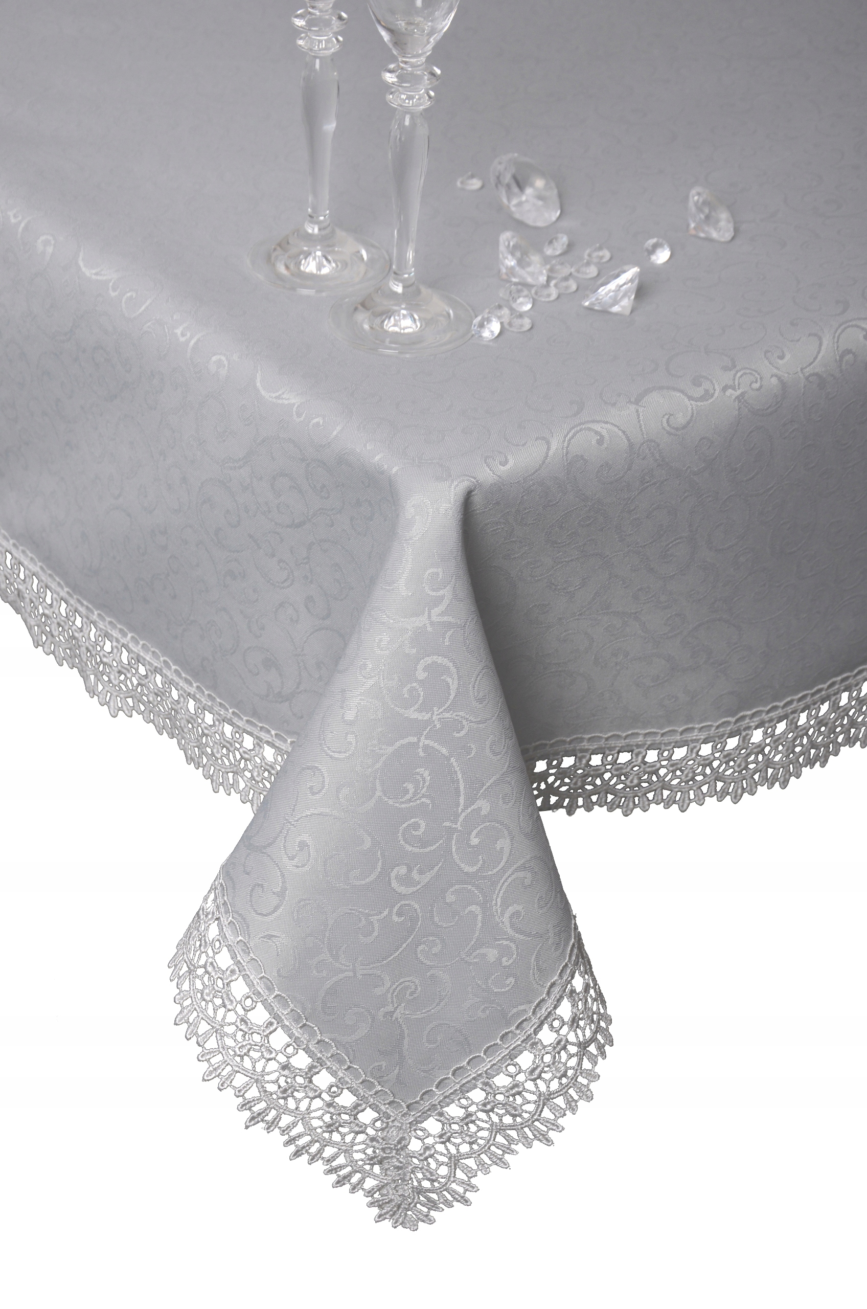 plamoodporny obrus gipiura FLORENCJA 240x140 szary