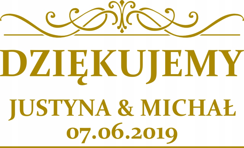 naklejka PODZIĘKOWANIA Twoje imiona i data 23x14cm