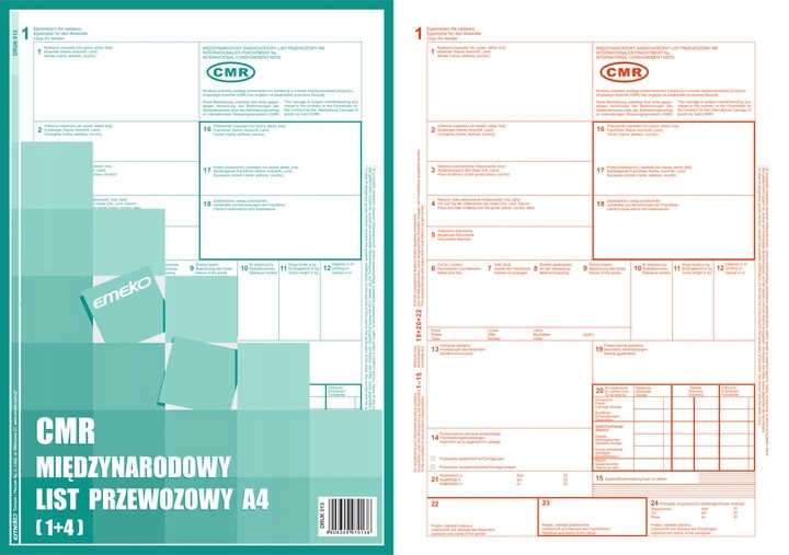 

Druk Cmr Międzynarodowy List Przewozowy A4 Emeko
