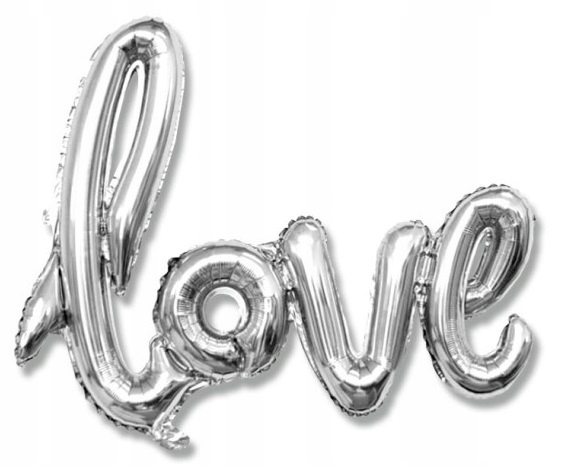 

Balon Foliowy Love 3D Srebrny Ślub Wesele 54x36CM