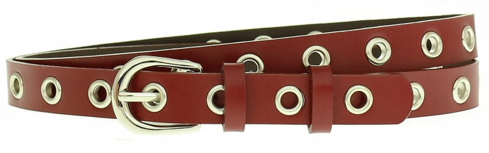 

Szeroki Pasek Z Ćwiekami Skórzany wiśniowy Skóra