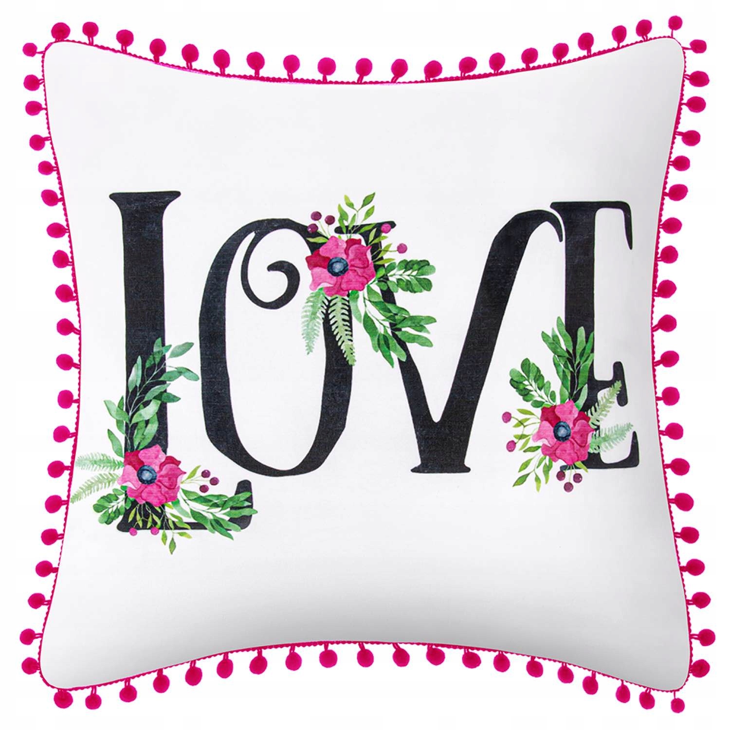 

biała poszewka dekoracyjna 45x45 love
