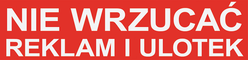 NAKLEJKA na skrzynkę na listy nie wrzucać reklam i ulotek zakaz proszę Kod producenta Nitro6