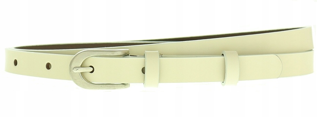 

Pasek Damski Skórzany Beżowy Ecru srebrna klamra