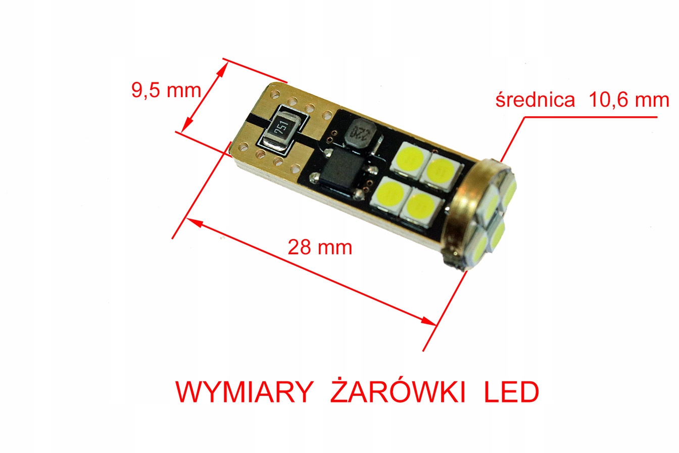 Żarówka led w5w can bus driver trwała 12/24v Numer katalogowy części 021245