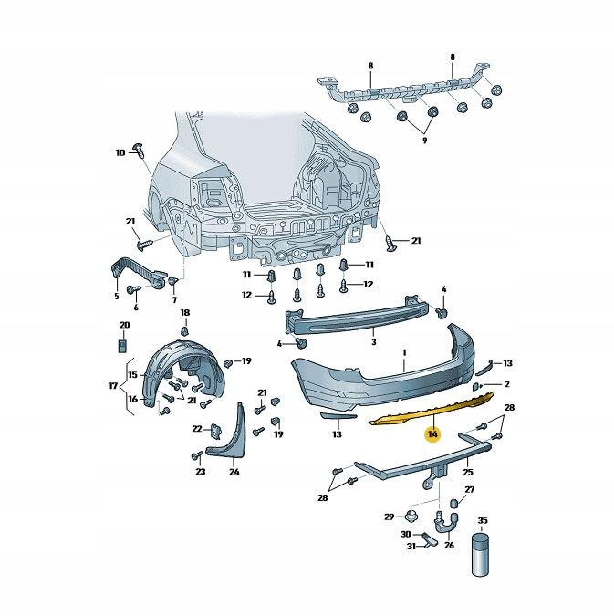 TYLNY SPOJLER NAKLADKA ZDERZAKA SKODA OCTAVIA 3 Installation side Rear