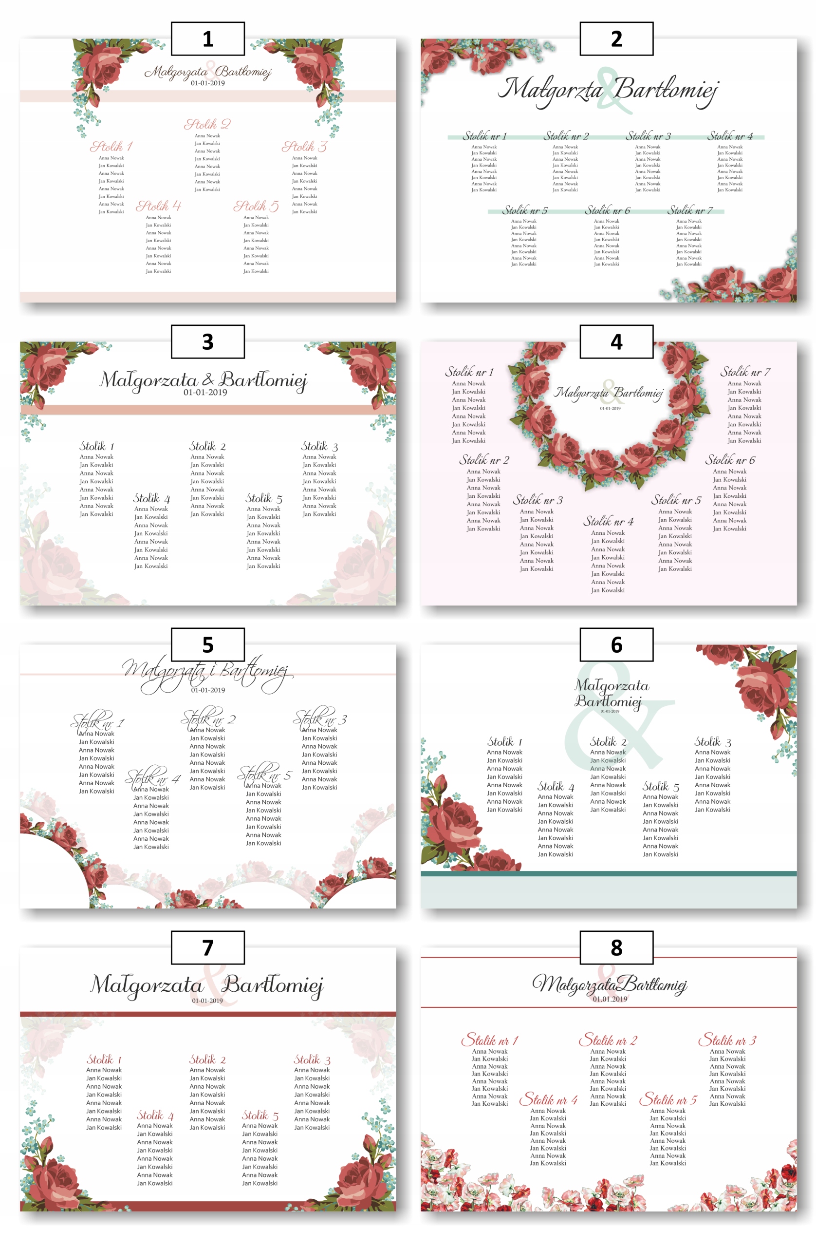 Plan stołów lista gości 70x100cm personalizowany Kształt prostokątny