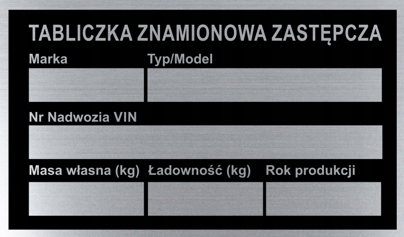 Tabliczka znamionowa ZASTĘPCZA