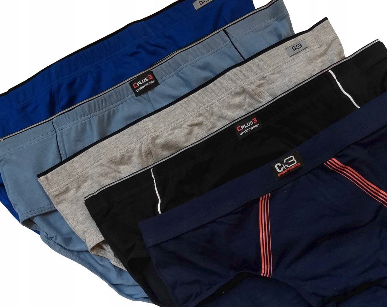 3x SLIPY MĘSKIE C+3 majtki bawełniane z elastanem MIX KOLOROW tu- XL Rozmiar XL
