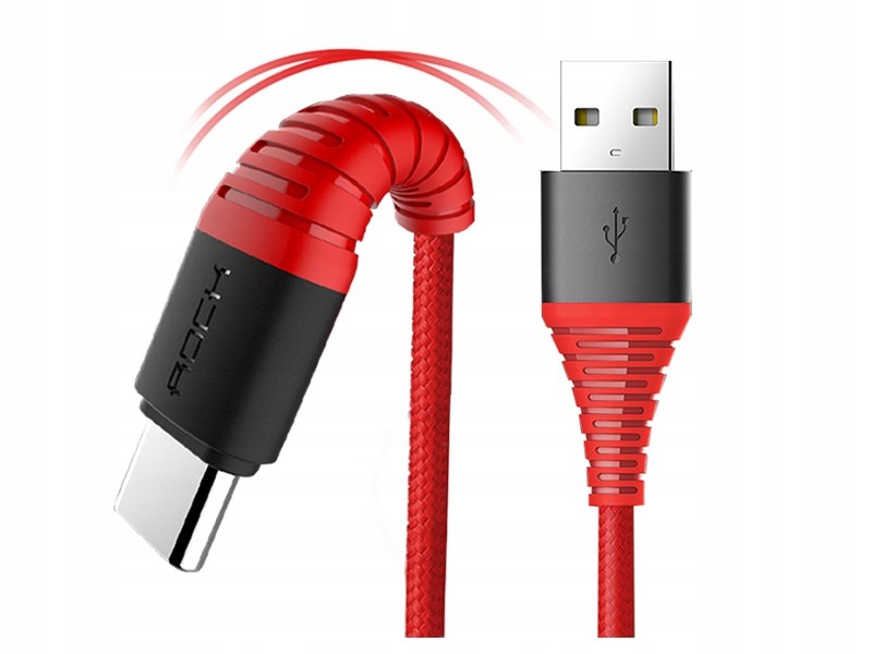 

Markowy Mocny kabel Rock Usb-c Typ-c z Kevlarem 1m