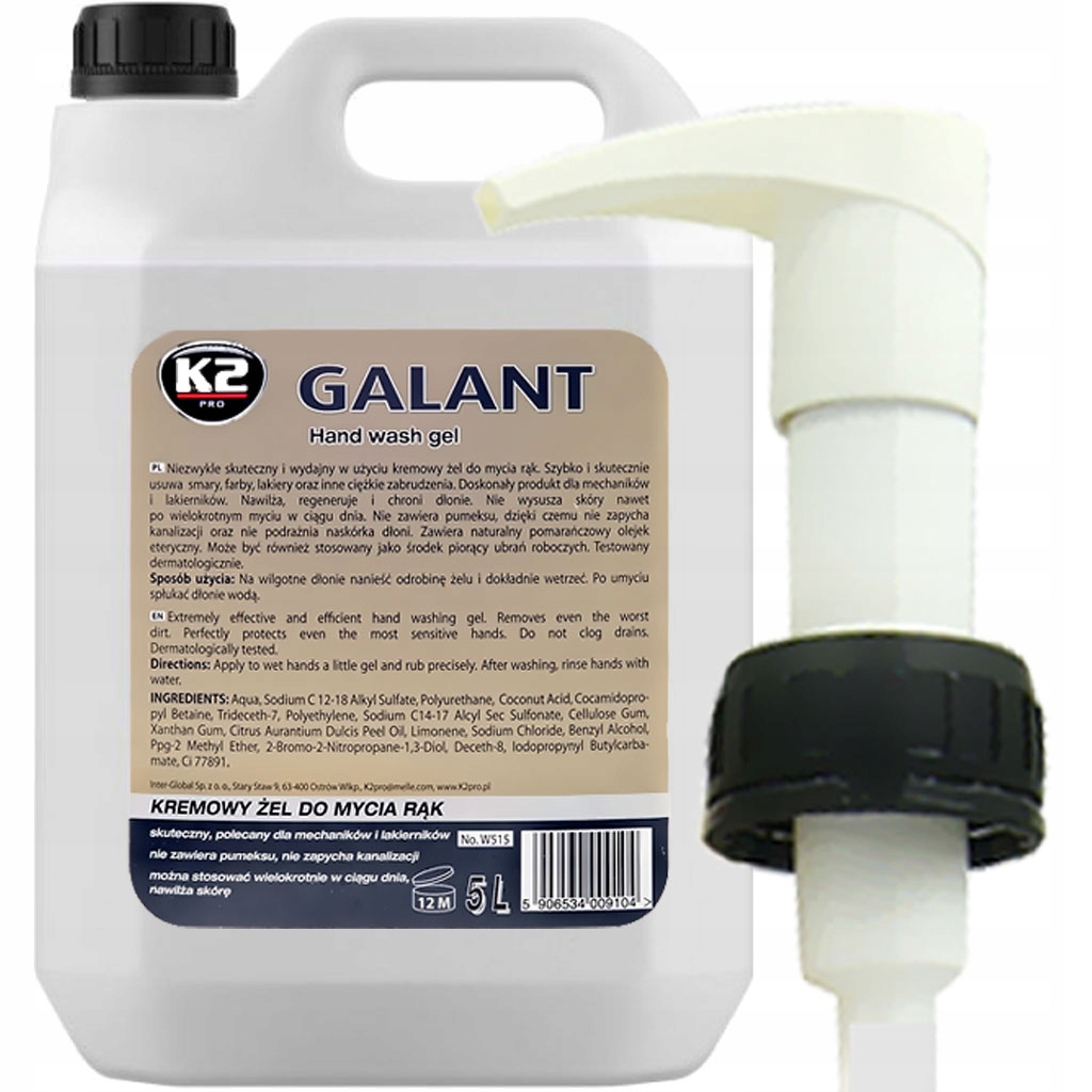 

K2 Galant Krem Żel Bhp Do Mycia Rąk Z Pompką 5L