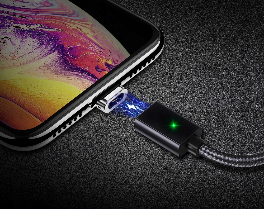 Kabel USB Magnetyczny 1m 3A 3w1 micro typ-C iphone Kolor czarny