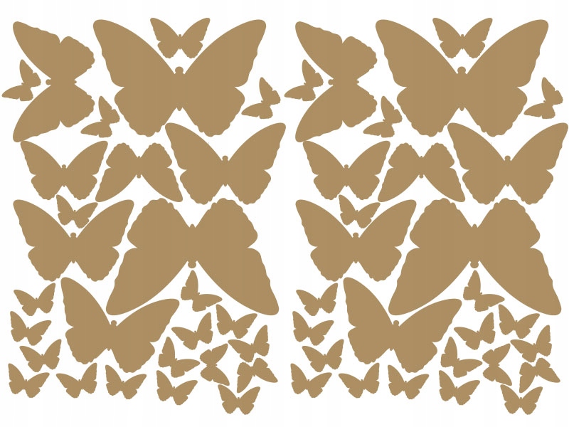 

Naklejki na ścianę Motylki - 56szt - złoty